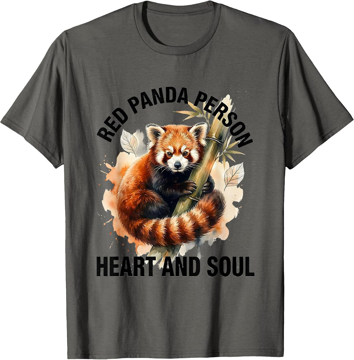 Red Panda Person Heart And Soul Cute Panda Lover Gift T-Shirt - Asphalt Grey
