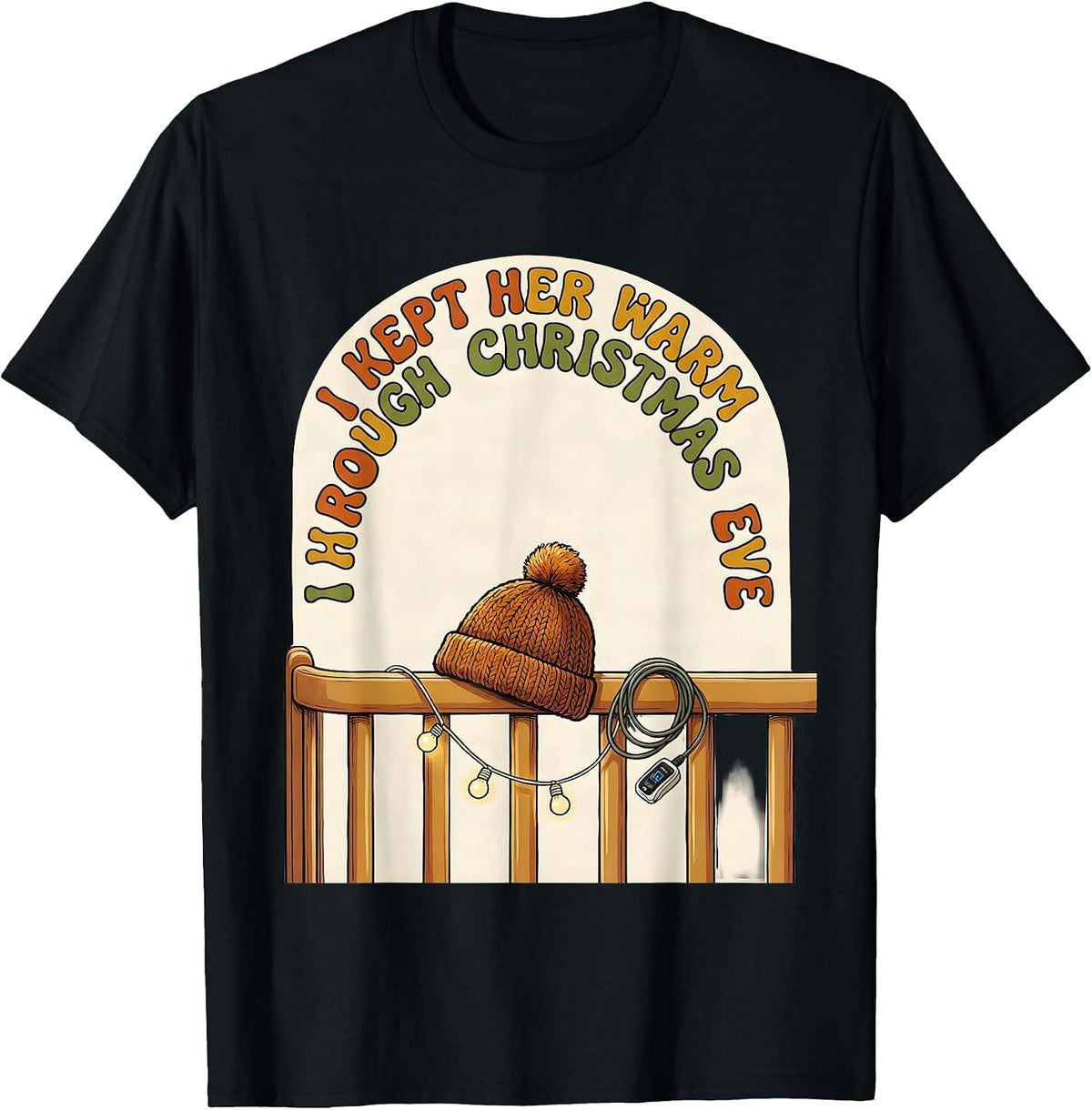 Men's I Kept Her Warm Through Christmas Eve Funny Nurse Christmas T-Shirt - Black