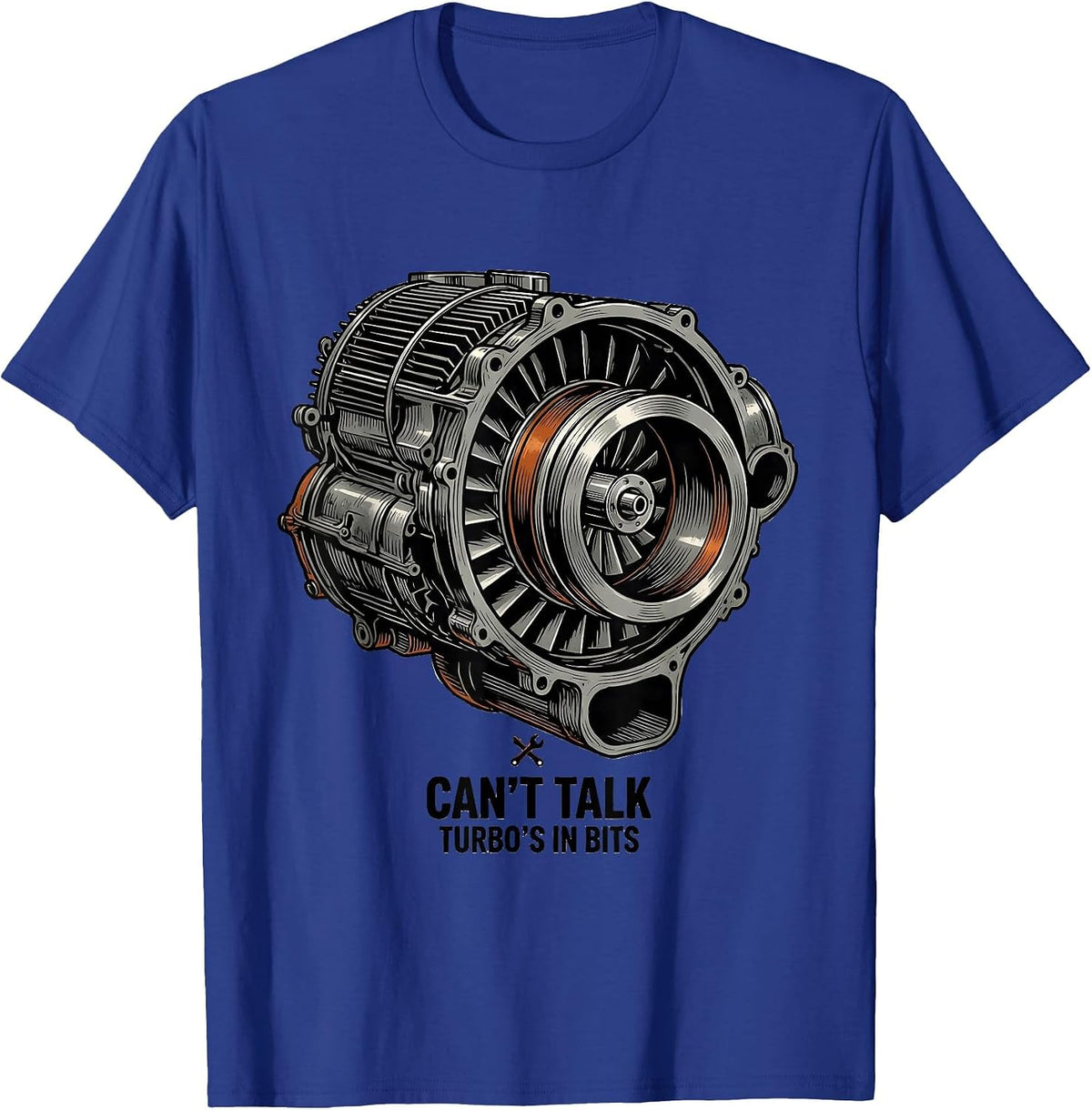 Men's Can't Talk Turbo's In Bits Funny Mechanic Garage Gift T-Shirt - Royal Blue