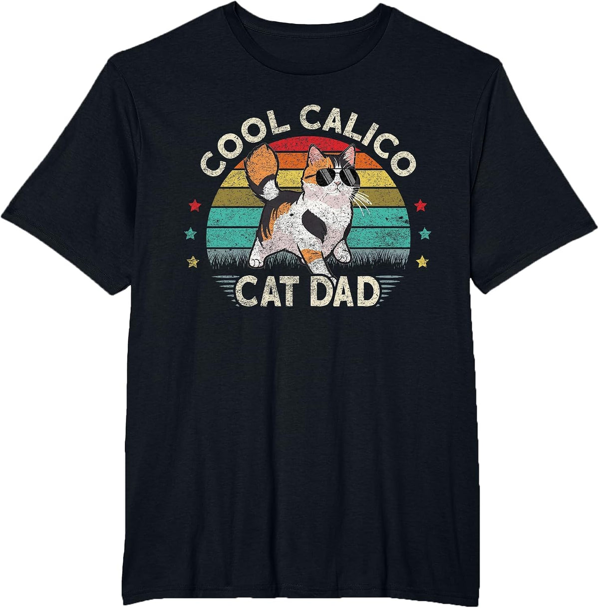 Caliby Female Plush Stuff Tricolor Dilute Calico Cat T-Shirt - Black