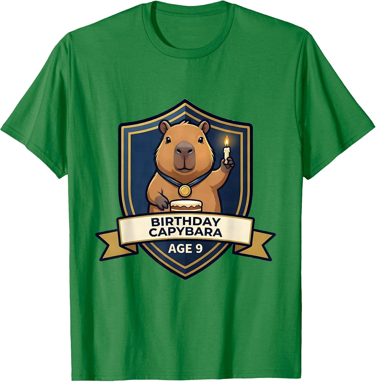Men's Birthday Capybara Age 9 Kawaii Cute Animal Fan Party T-Shirt - Kelly Green