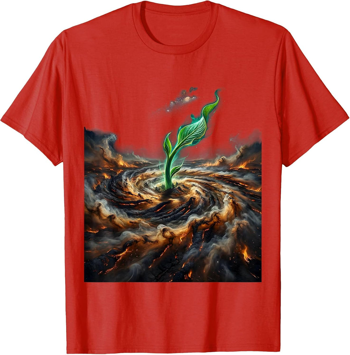 Men's Suicide Prevention Wildfire Hope Green Shoot T-Shirt - Red