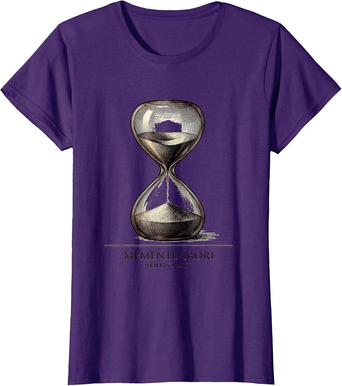 Women's Memento Mori Today I Act Stoic Philosophy Quote T-Shirt - Purple
