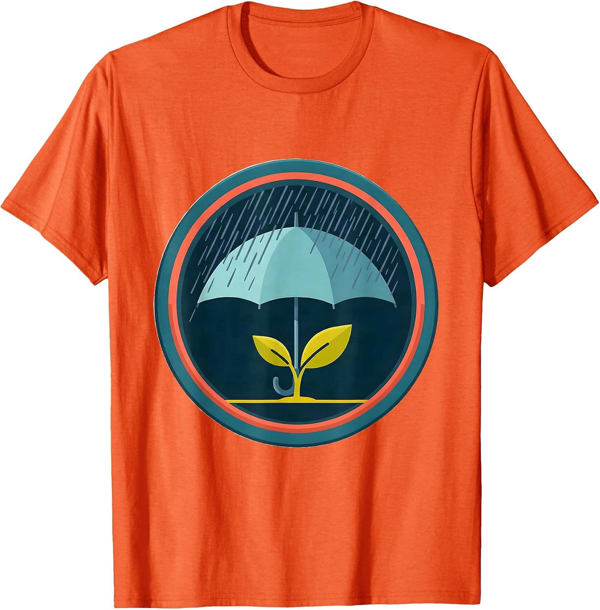 Men's Suicide Prevention Awareness Umbrella Sprout Art T-Shirt - Orange