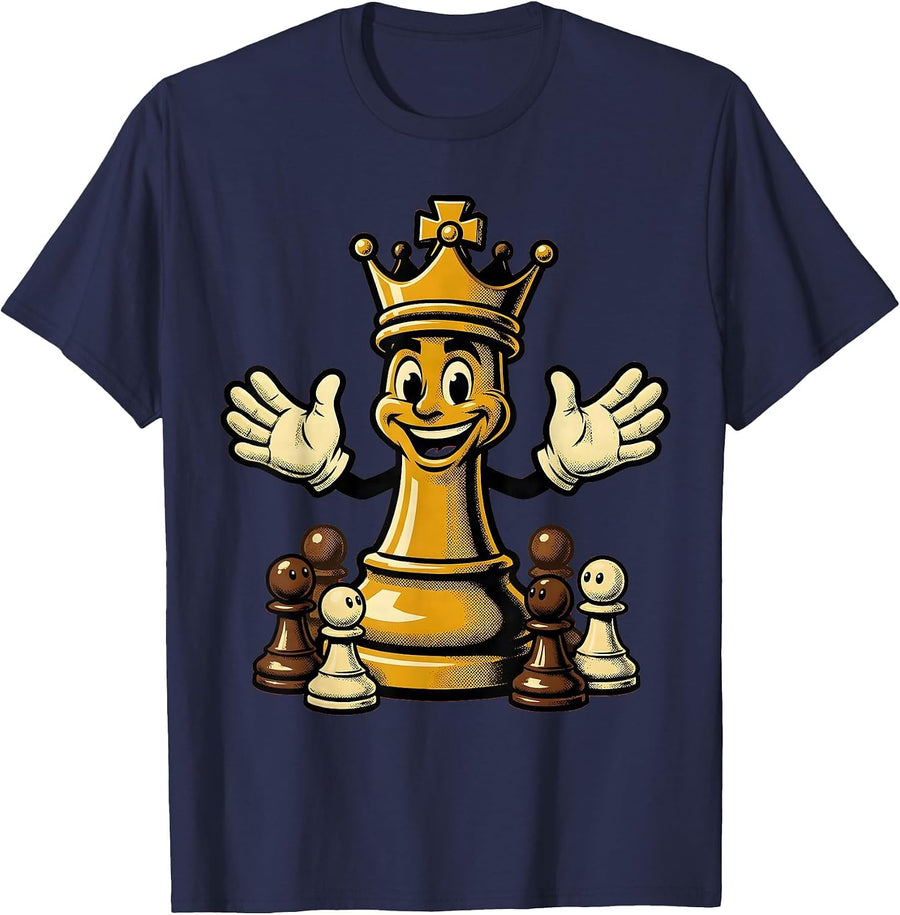 Chess King Dad Graphic Tee Gift for Father T-Shirt - Navy Blue