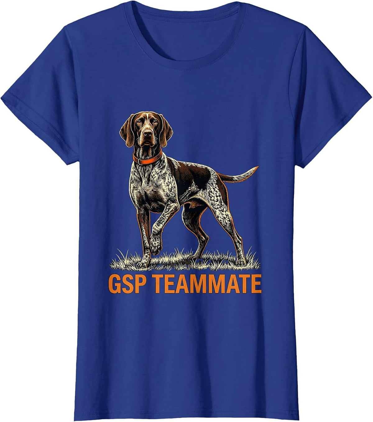 Women's GSP Teammate Stencil German Shorthaired Pointer Dog Lover T-Shirt - Royal Blue