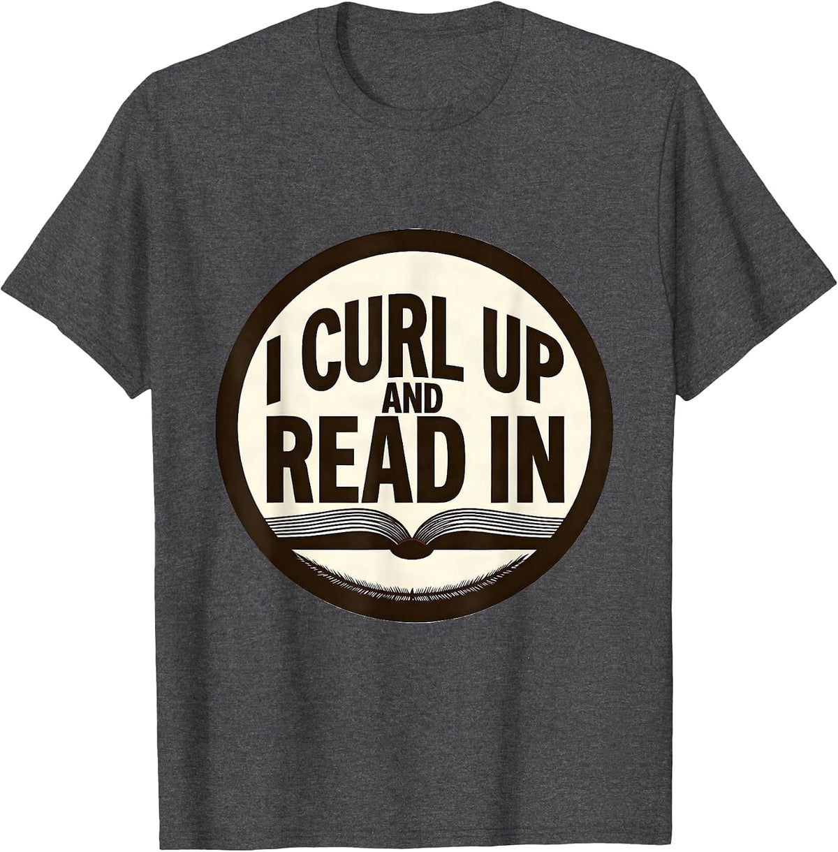 I Curl Up And Read In Cute Hedgehog Book Lover Humor T-Shirt - Dark Heather Grey
