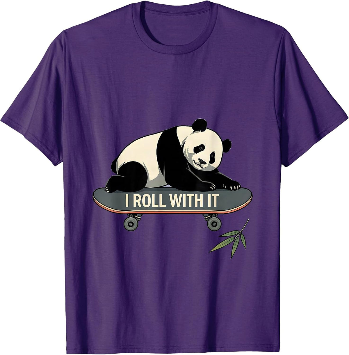 I Roll With It Cute Panda Lover Humor Gift for Kids Teens T-Shirt - Purple