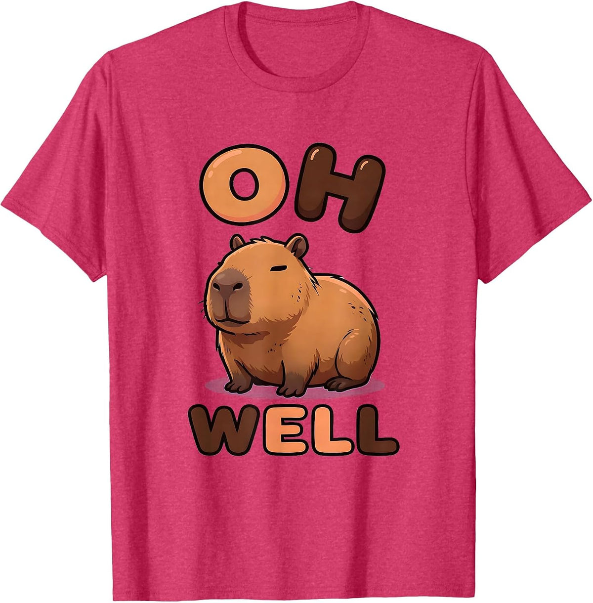 Oh Well Cute Kawaii Capybara Animal Meme Humor T-Shirt - Red Heather