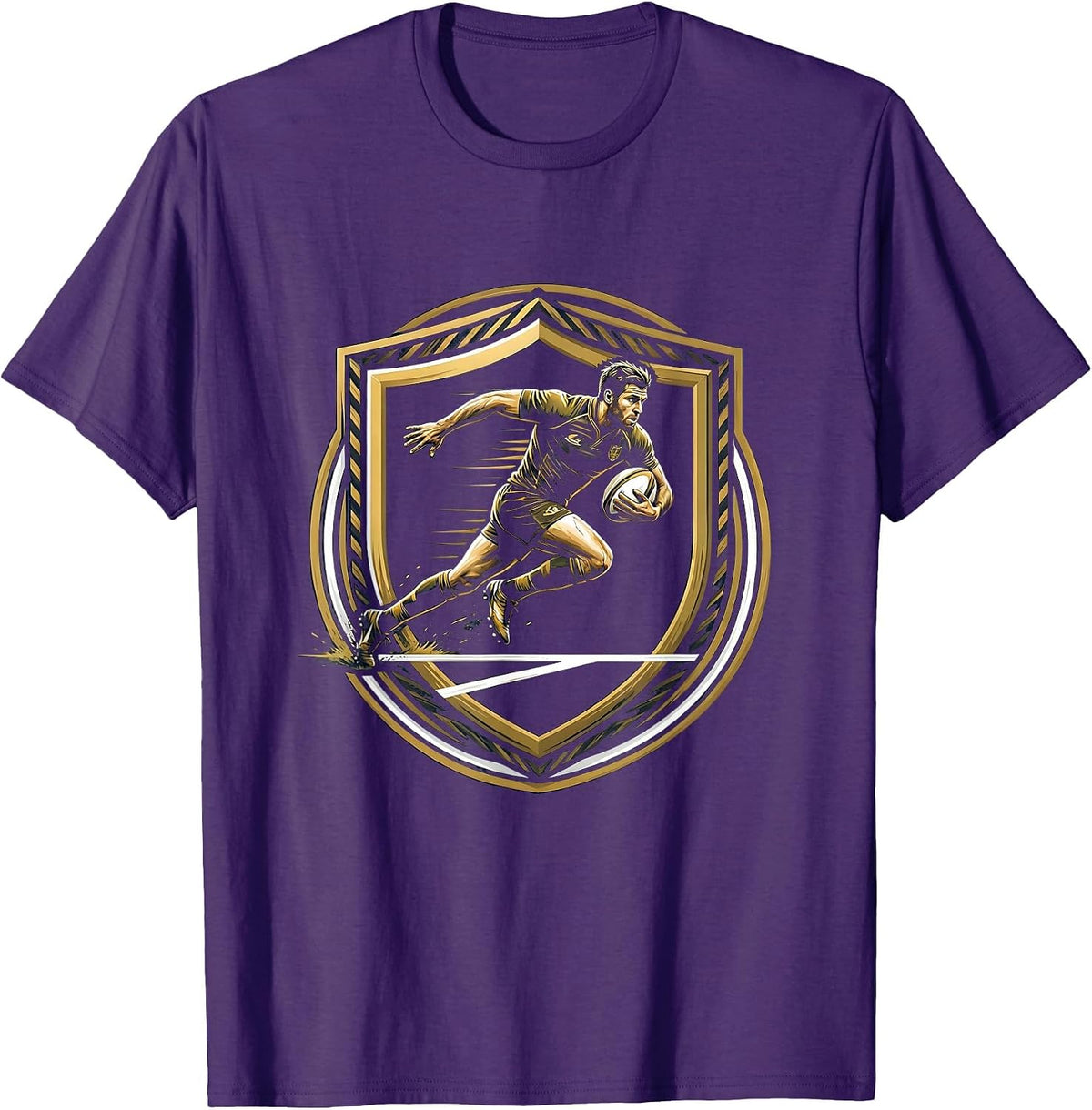 Rugby Winger Racing Along Touchline Graphic T-Shirt - Purple