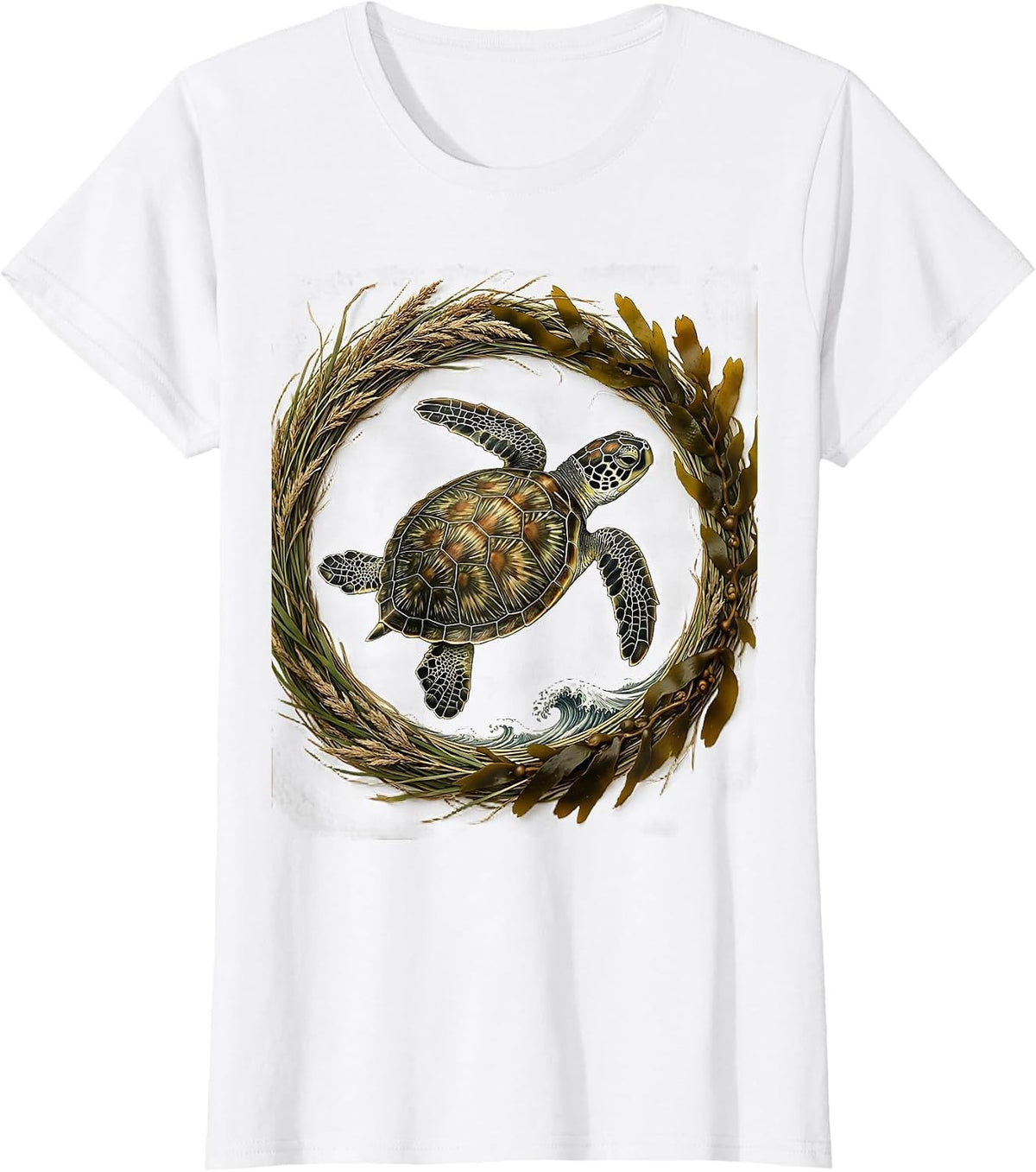Women's Baby Turtle Racing to the Ocean Waves T-Shirt - White