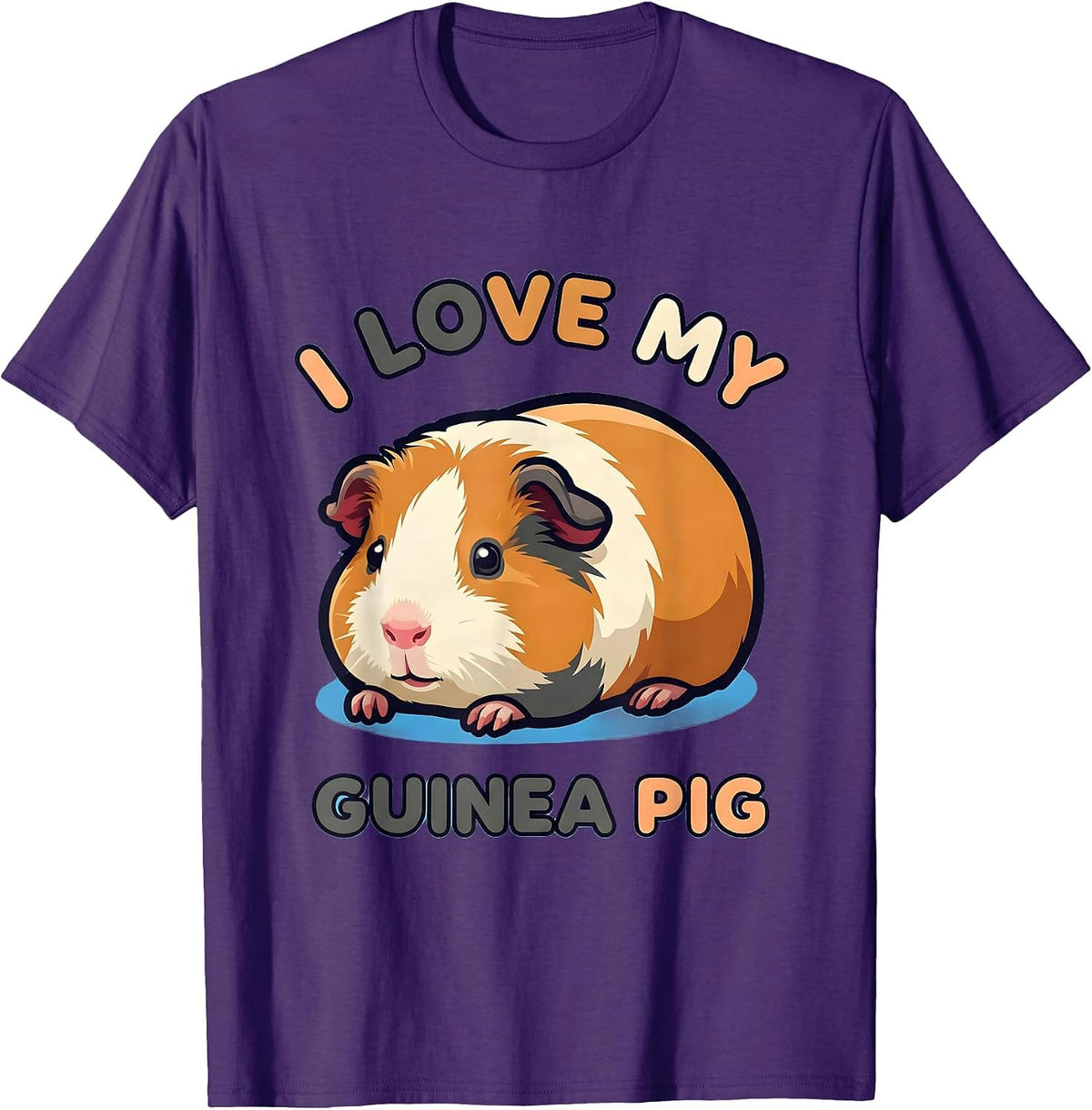 Men's I Love My Guinea Pig Cute Kawaii Pet Lover Gift T-Shirt - Purple
