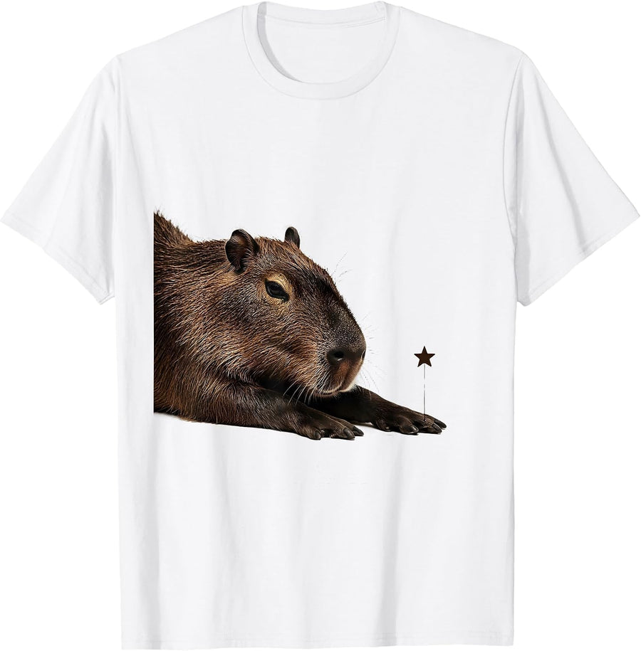 Men's Capybara Christmas Lights Funny Animal Lover Humor T-Shirt - White