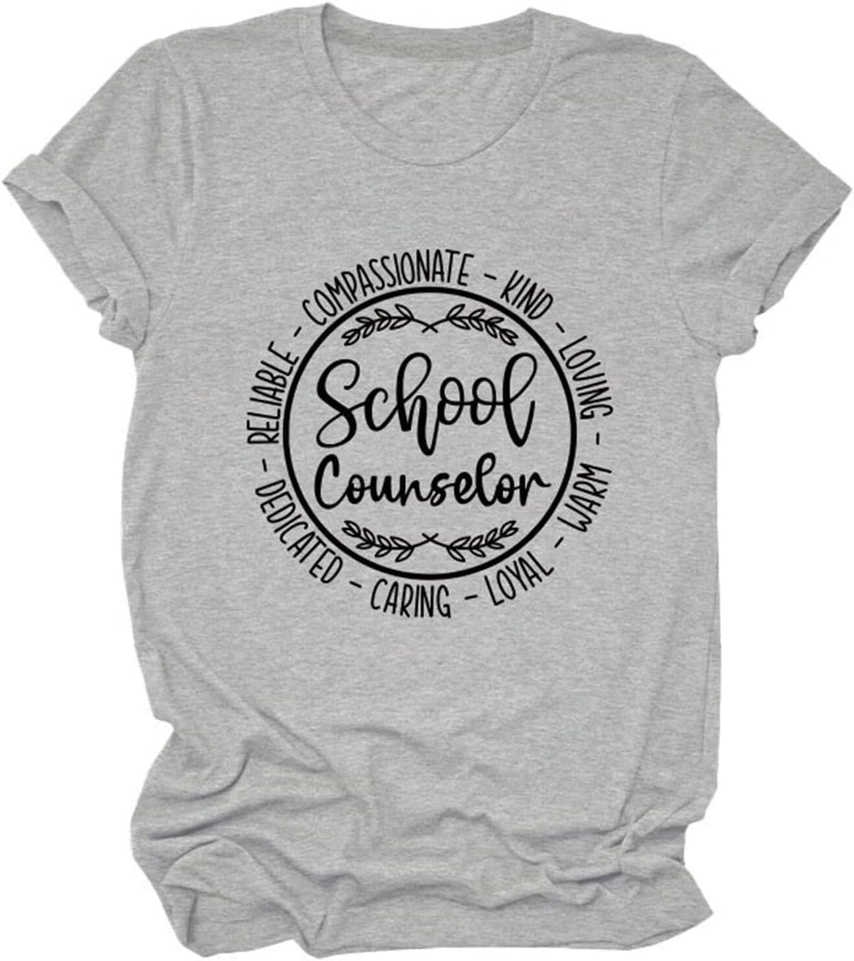School Counselor Womens Tshirt Fun Graphic Tees Inspirational Quotes for Guidance Professionals Casual Tops - Grey
