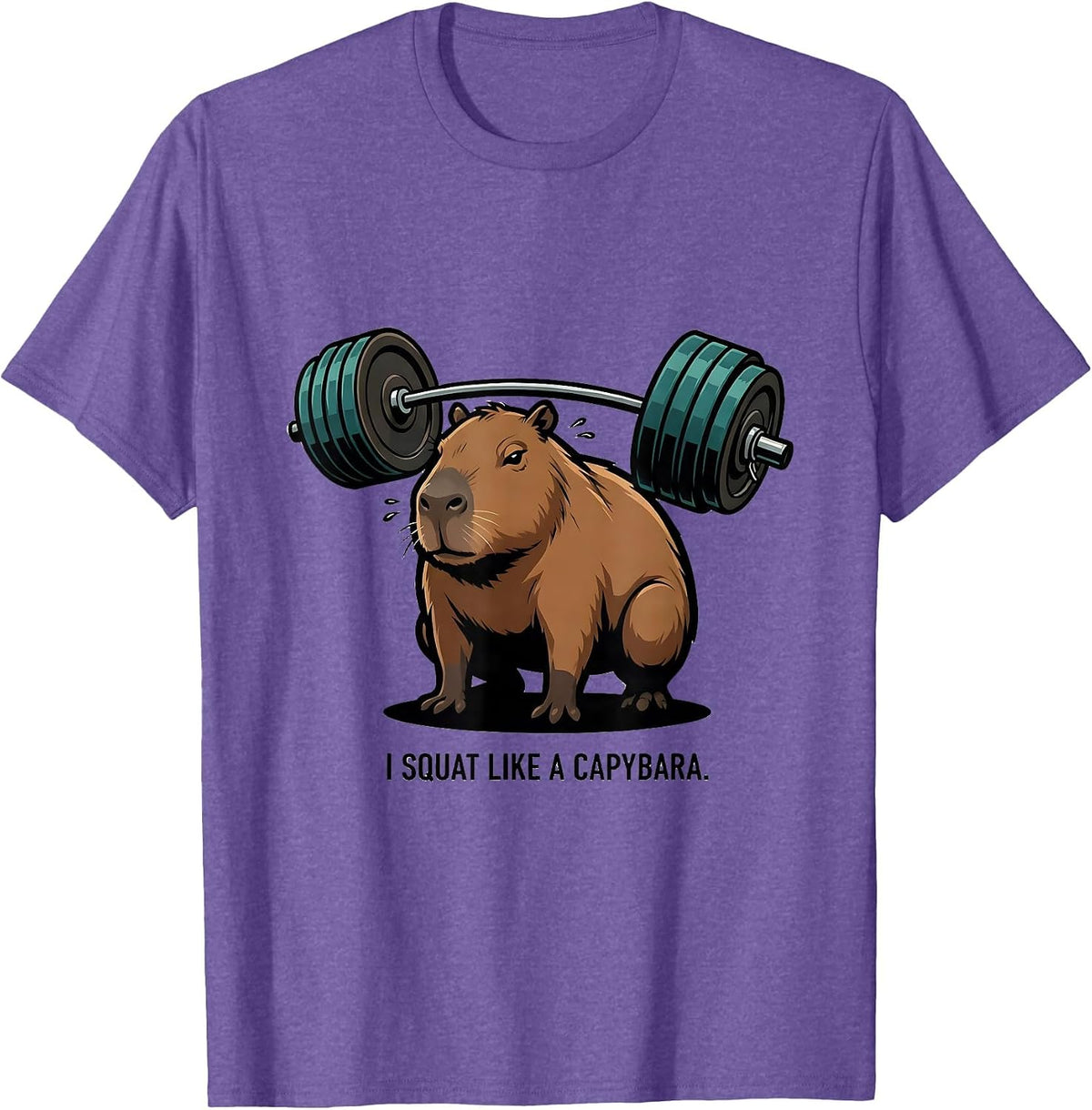 Men's I Squat Like A Capybara Funny Gym Workout Weightlifting Meme T-Shirt - Purple Heather