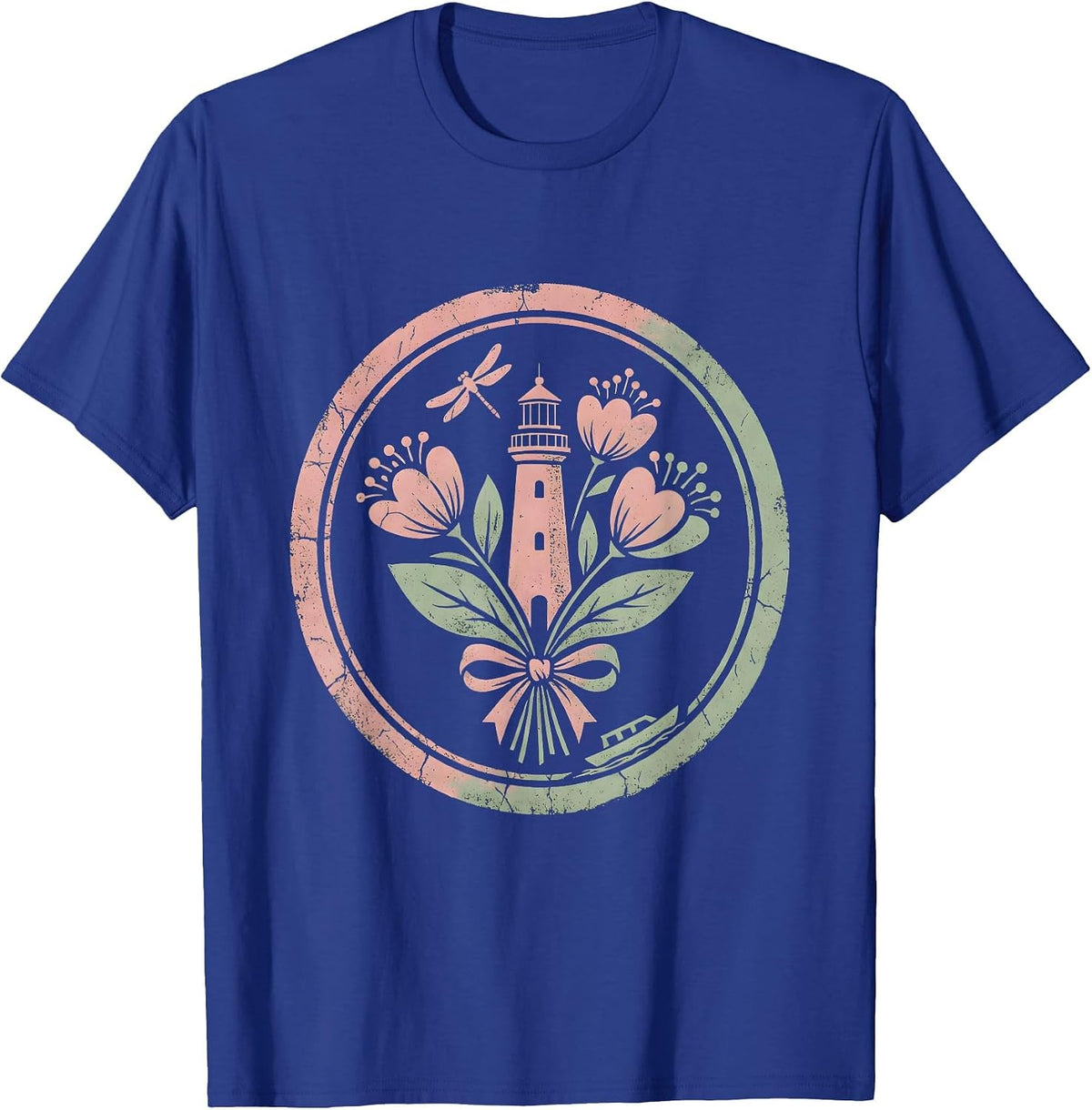 Men's Lighthouse Guiding Light Be Kind Graphic Tee T-Shirt - Royal Blue