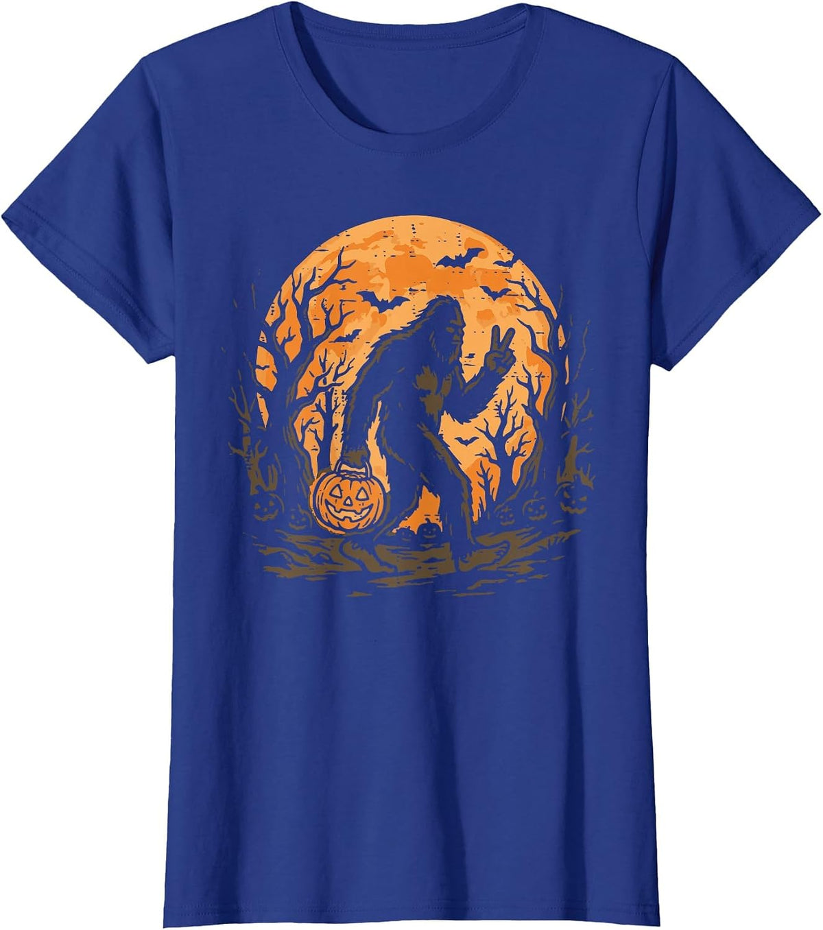 Halloween Bigfoot Peace Moon Sasquatch Costume Men Women Kid T-Shirt - Royal Blue