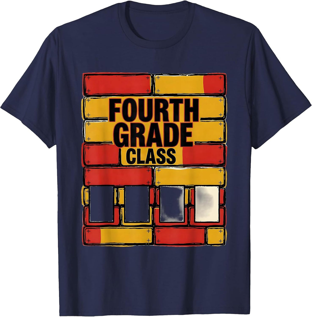 Men's Fourth Grade Class Screenprint Back to School Team Pride T-Shirt - Navy Blue