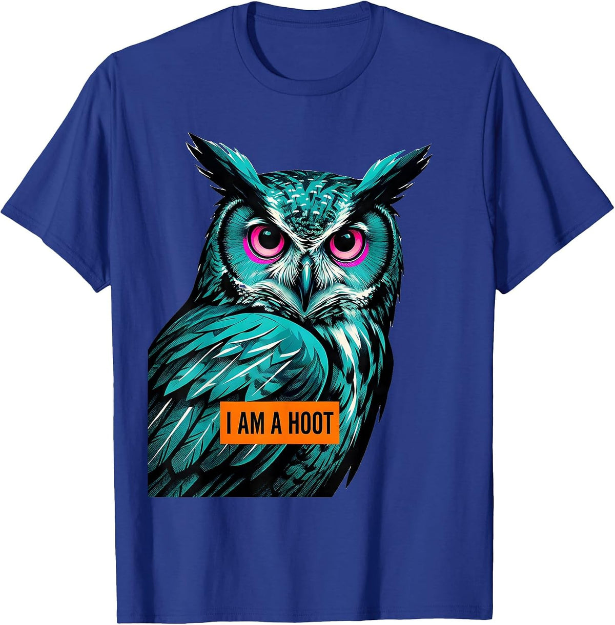 Men's I Am A Hoot Risograph Owl Lover Bird Enthusiast Humor T-Shirt - Royal Blue