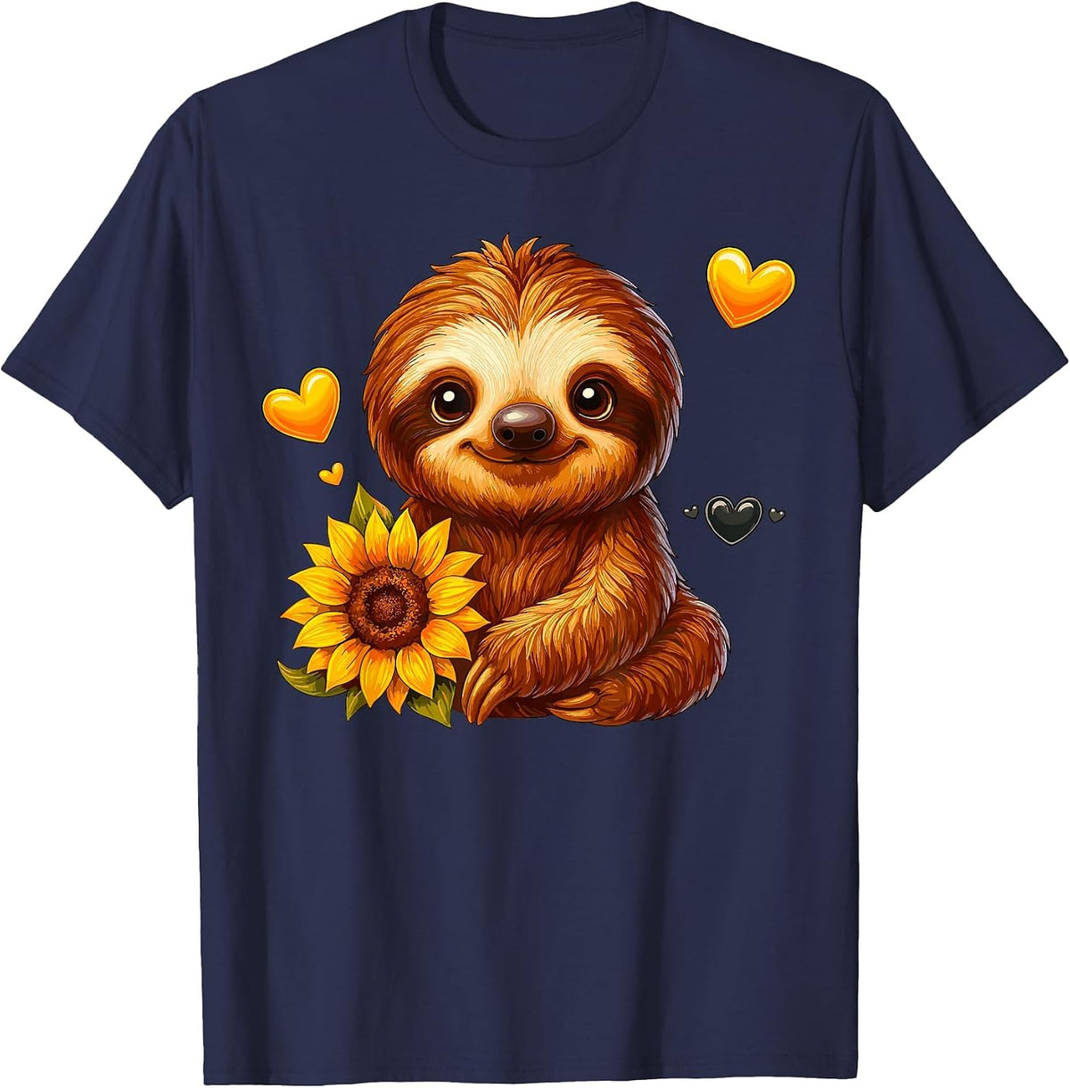 Sunflower Sloth T-Shirt - Navy Blue