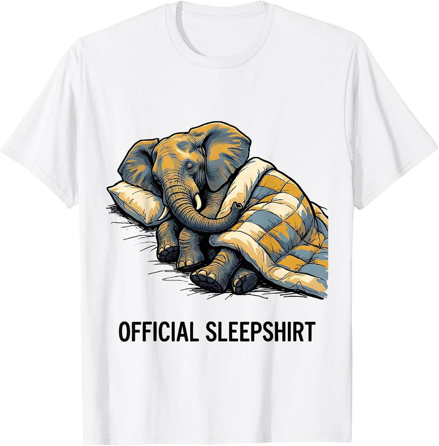 Men's Official Sleepshirt Funny Elephant Nap Cozy Animal Lover T-Shirt - White