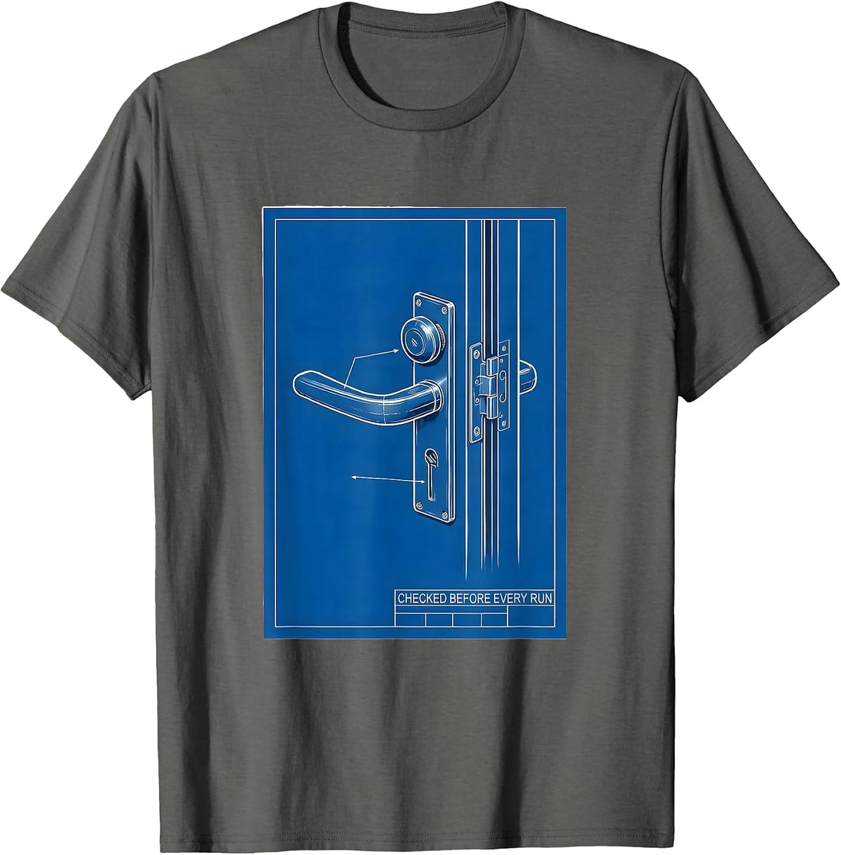 Checked Before Every Run Technical Blueprint School Bus T-Shirt - Asphalt Grey