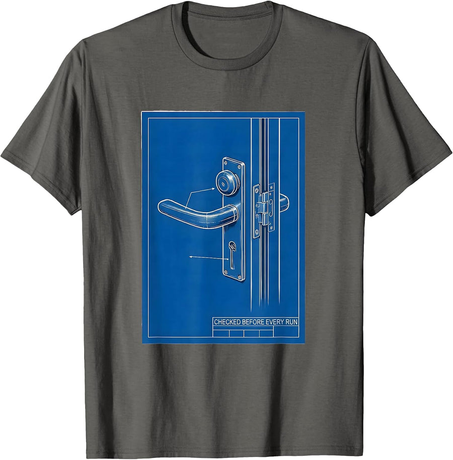 Checked Before Every Run Technical Blueprint School Bus T-Shirt - Asphalt Grey