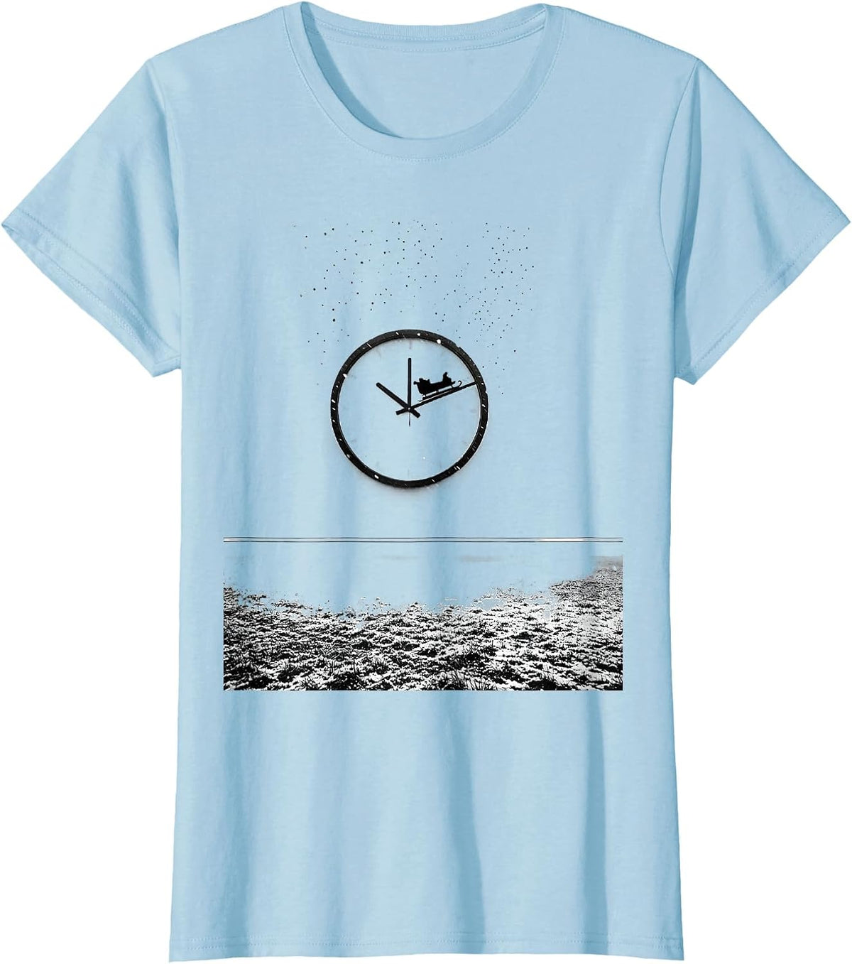 Sled Clock Minimalist Snowmobile Rider Winter Humor T-Shirt - Baby Blue
