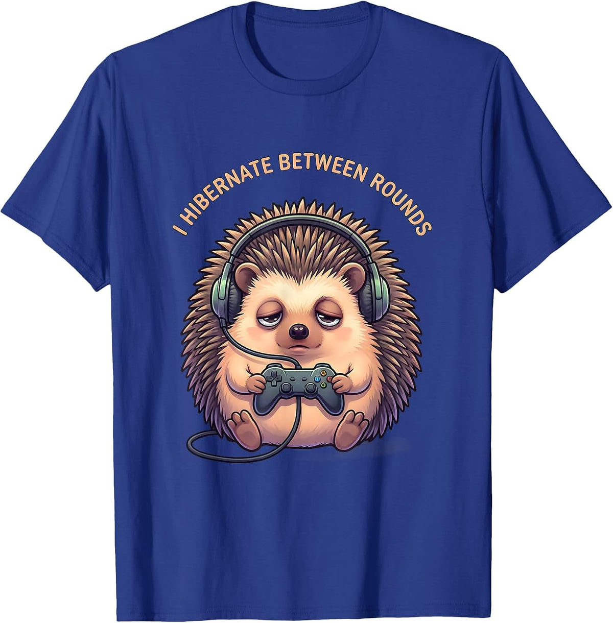 I Hibernate Between Rounds Cute Kawaii Hedgehog Gamer Animal T-Shirt - Royal Blue