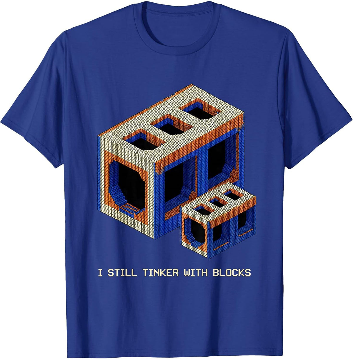 Men's I Still Tinker With Blocks Funny Mechanic Garage Auto Engine T-Shirt - Royal Blue
