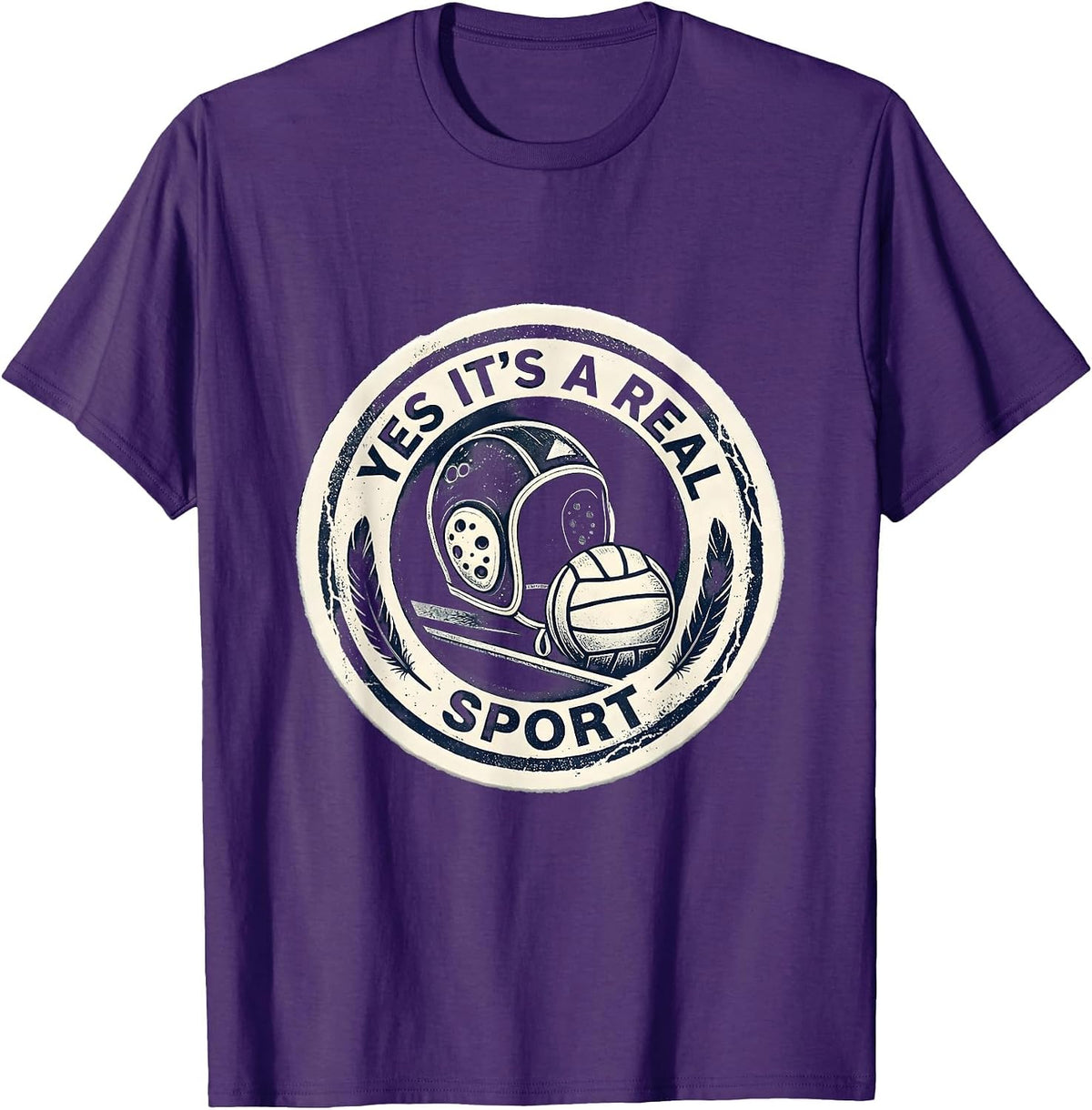 Men's Yes It's A Real Sport Funny Water Polo Player Team Mom Gift T-Shirt - Purple
