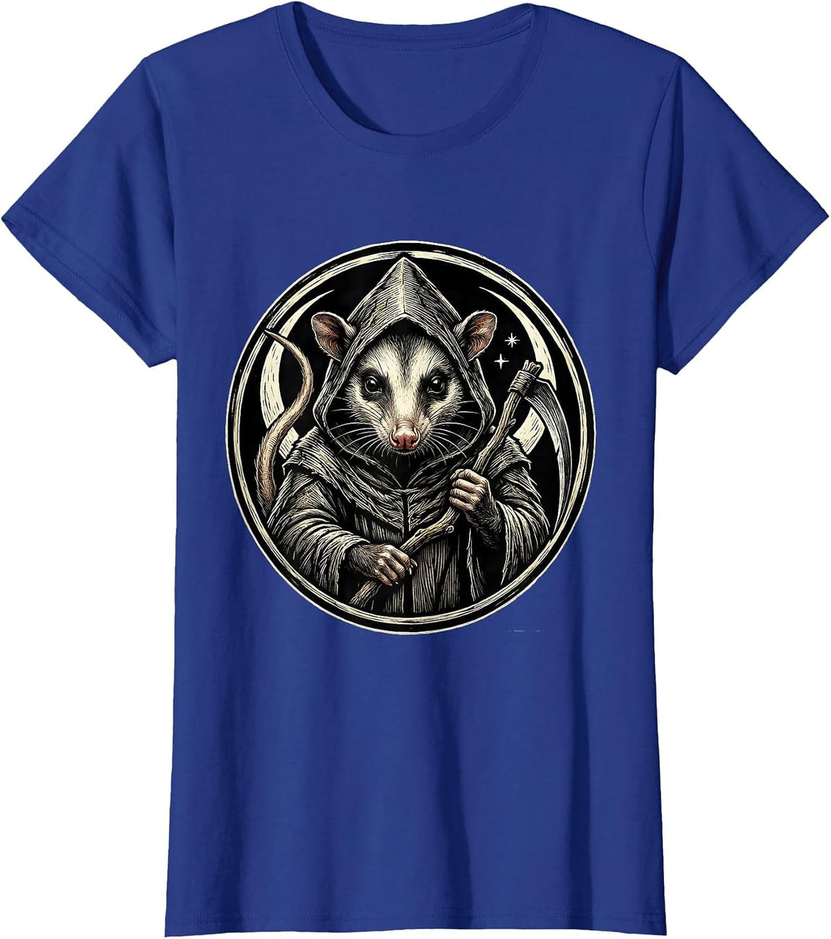 Women's Dignified Opossum Moon Halloween Spooky Novelty T-Shirt - Royal Blue