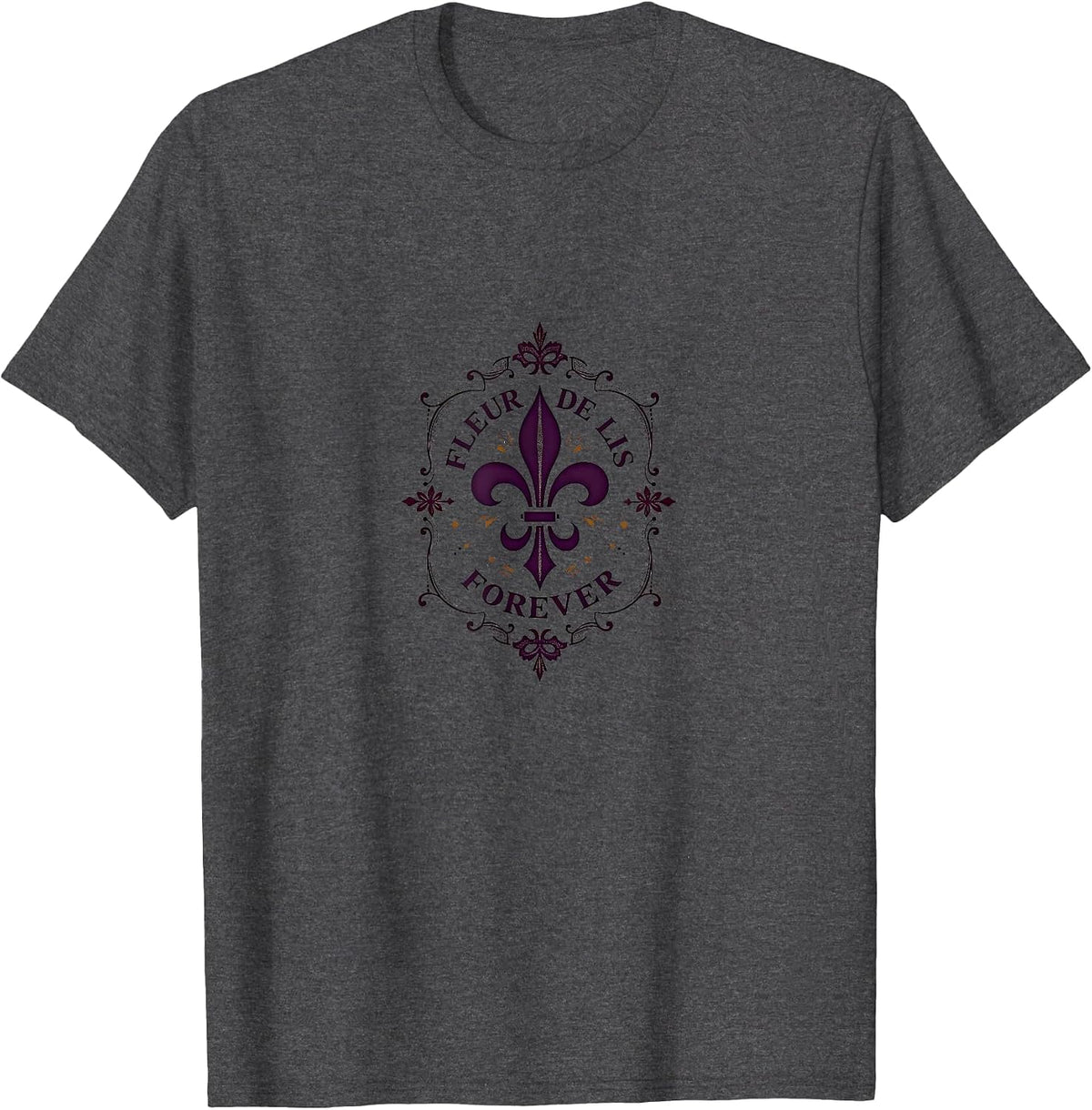 Mademark Mardi Gras & New Orleans T-Shirt - Dark Heather Grey-fleur De Lis Forever