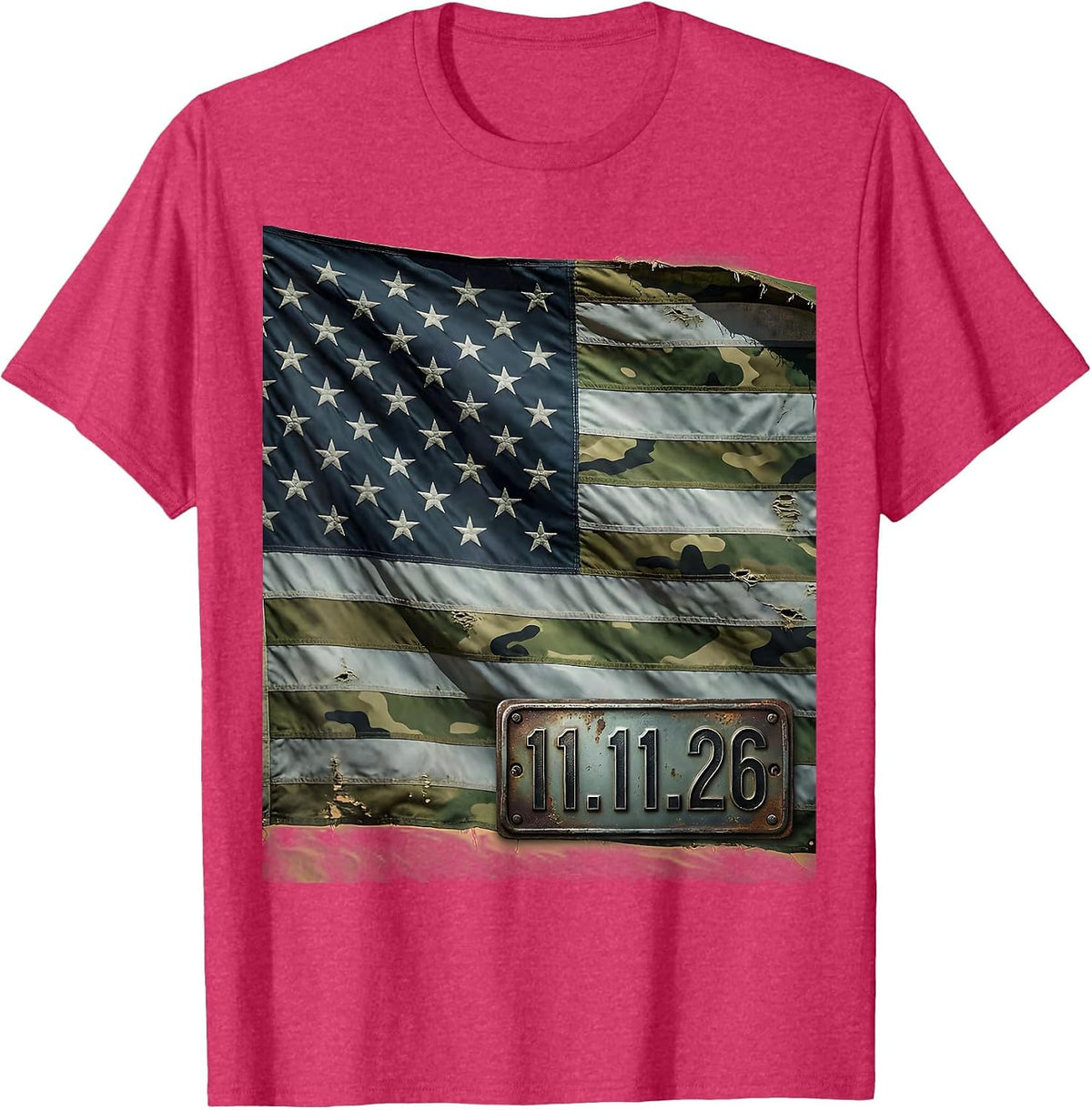11.11.26 Vintage Military Patriotic Veteran T-Shirt - Red Heather