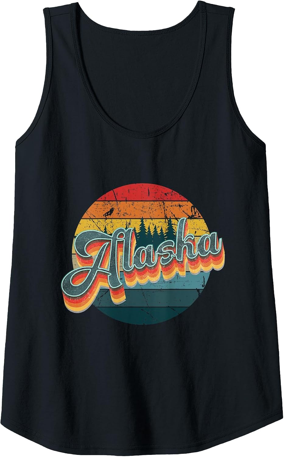 Retro Alaska Grunge Distressed Alaska 70s 80s Tank Top - Black