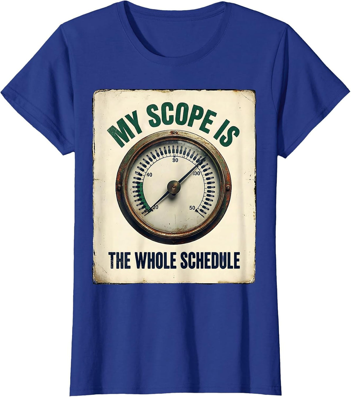 Women's My Scope Is The Whole Schedule Vintage Pharmacy Technician T-Shirt - Royal Blue