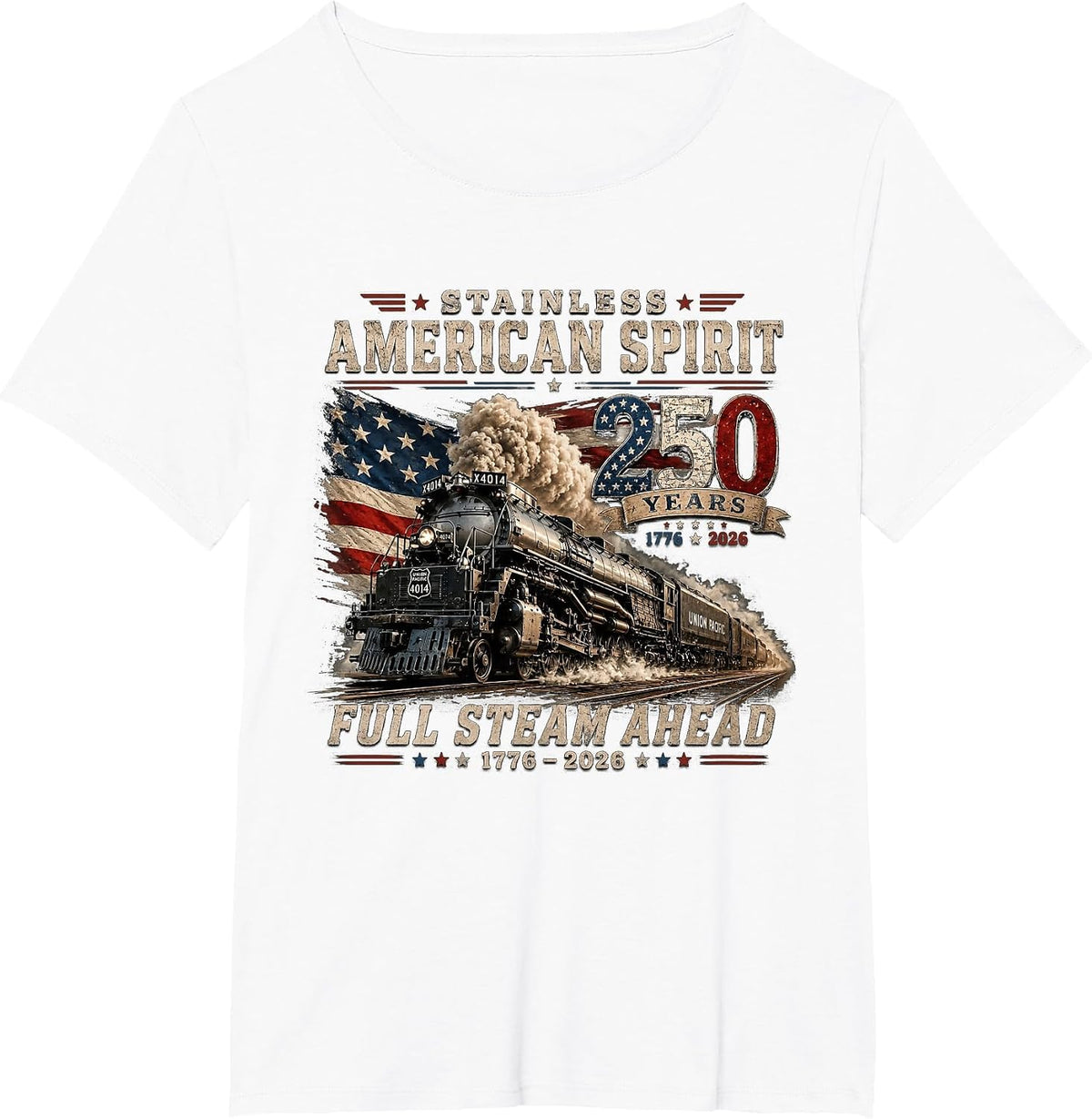 Big Boy 4014 Vintage 250 Steam Locomotive Railroad Train T-Shirt - White