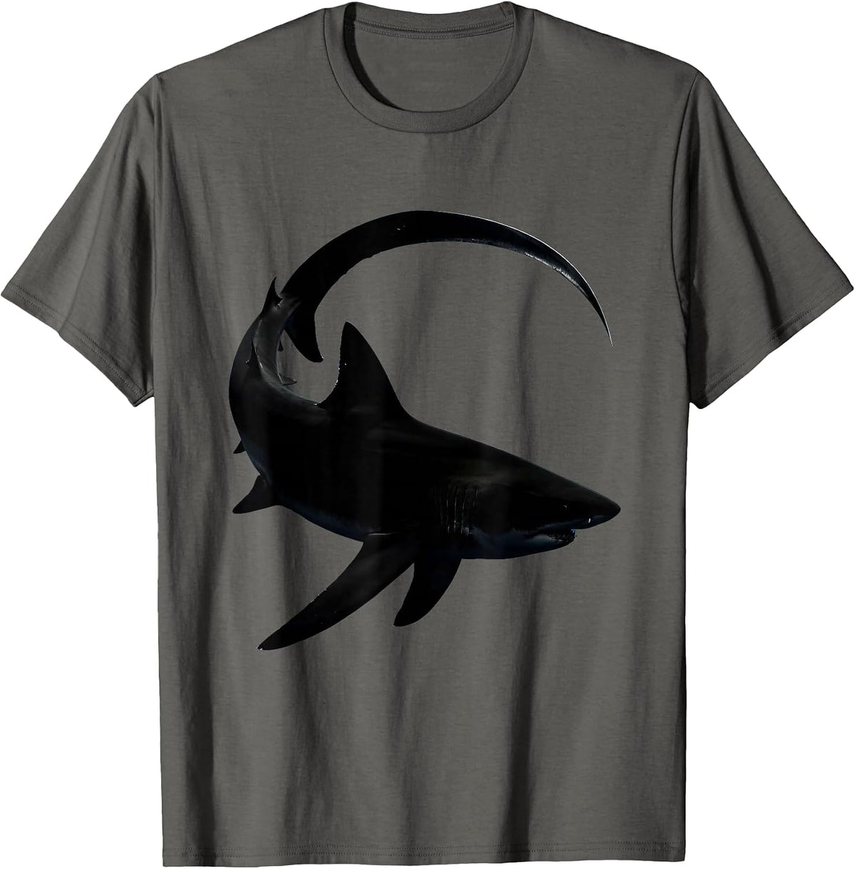 Thresher Shark Long Tail Ocean Wildlife Illustration T-Shirt - Asphalt Grey