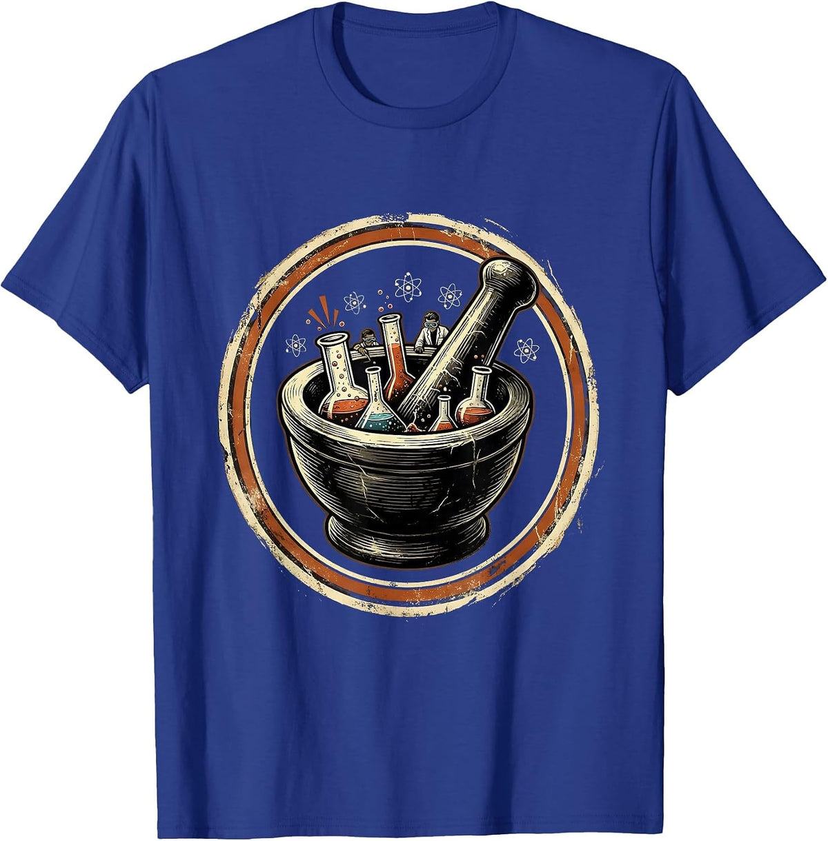 Men's Mortar and Pestle Tiny Scientists Illustration T-Shirt - Royal Blue