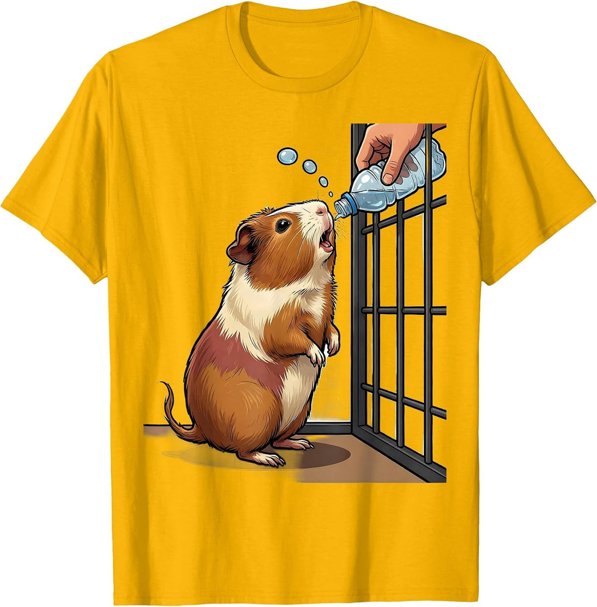 Guinea Pig Cartoon Pet Lover Gift for Owners T-Shirt - Golden Yellow