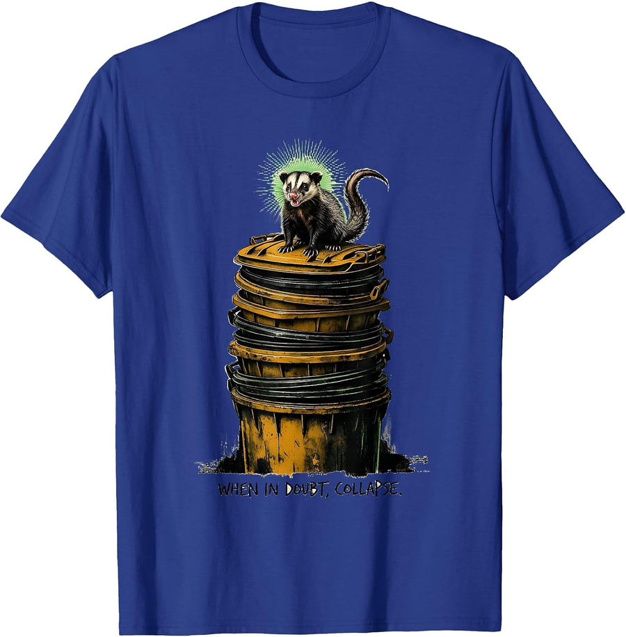 When In Doubt Collapse Funny Opossum Meme Animal Lover Humor T-Shirt - Royal Blue