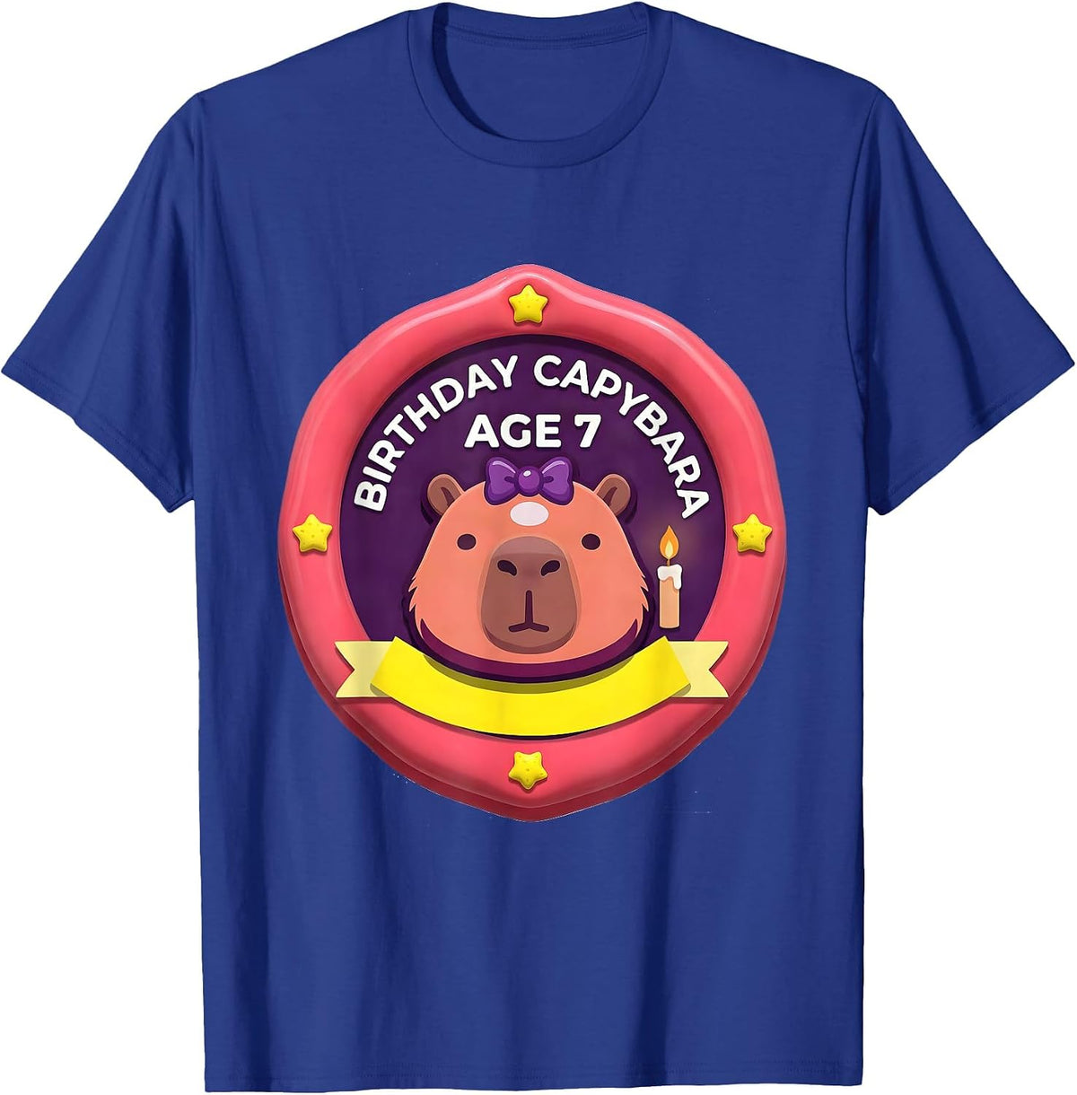 Birthday Capybara Age 7 Kawaii Cute Animal Lover Gift T-Shirt - Royal Blue