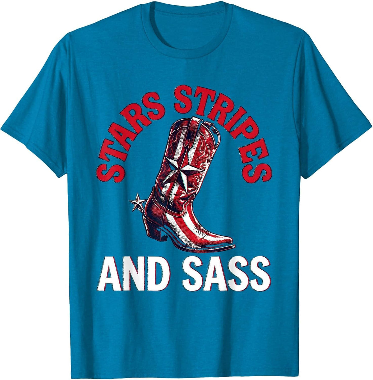 Stars Stripes and Sass Red White Blue Design T-Shirt - Sapphire Blue
