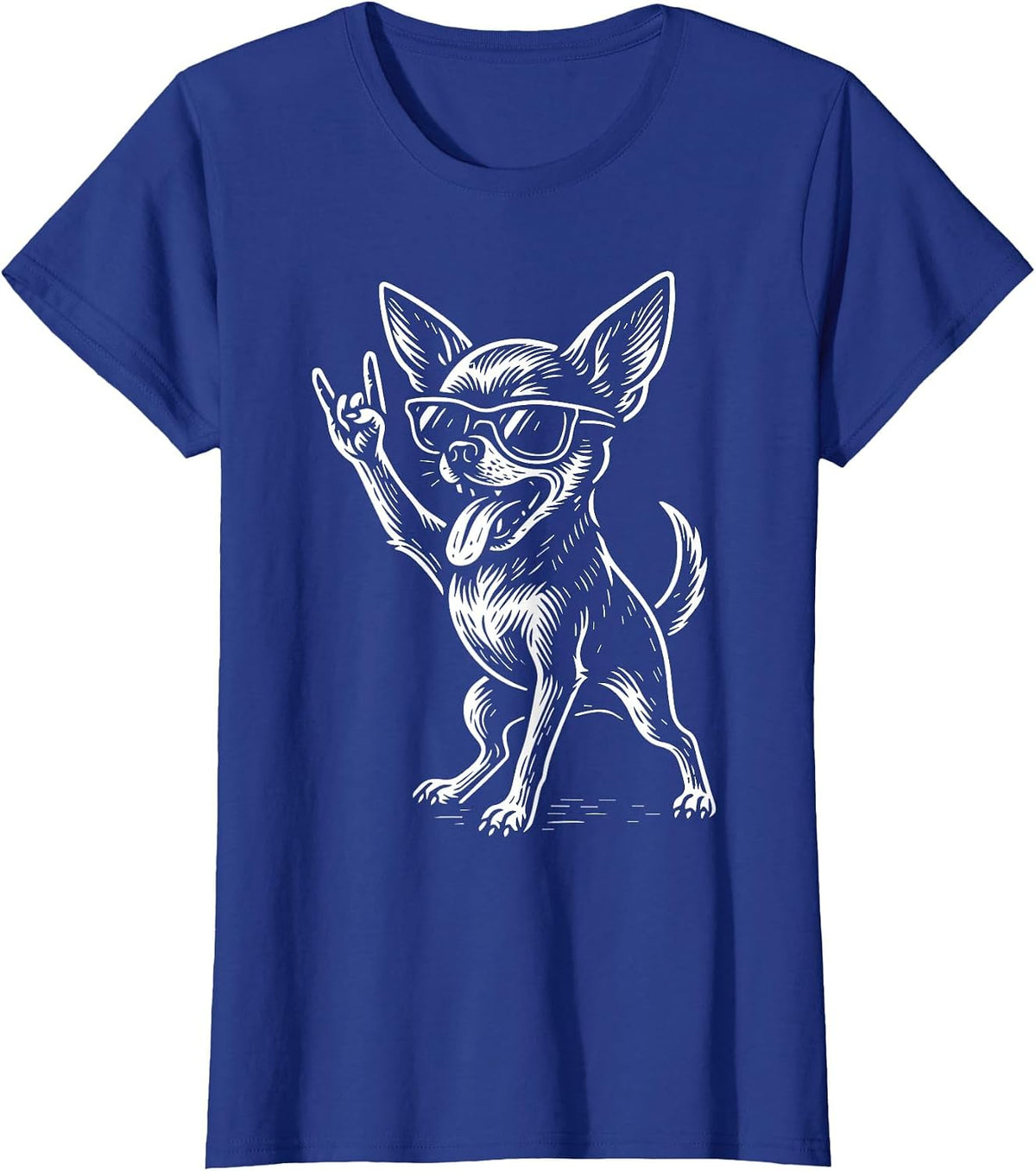Rock Music Chihuahua Dog Funny Metal Vibes T-Shirt - Royal Blue