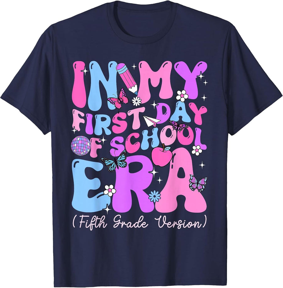 in My First Day of School Era Girl 5th Grade Version T-Shirt - Navy Blue