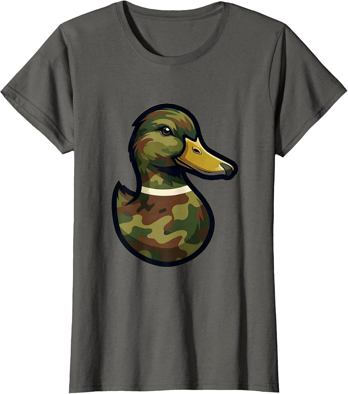 Women's Duck Camo Silhouette Graphic Tee T-Shirt - Asphalt Grey