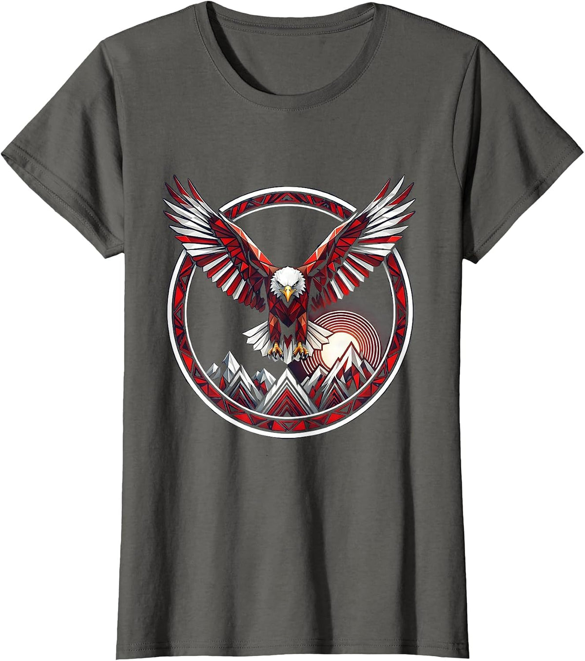 Women's Colorado Bald Eagle Soaring Over Mountain Peaks T-Shirt - Asphalt Grey