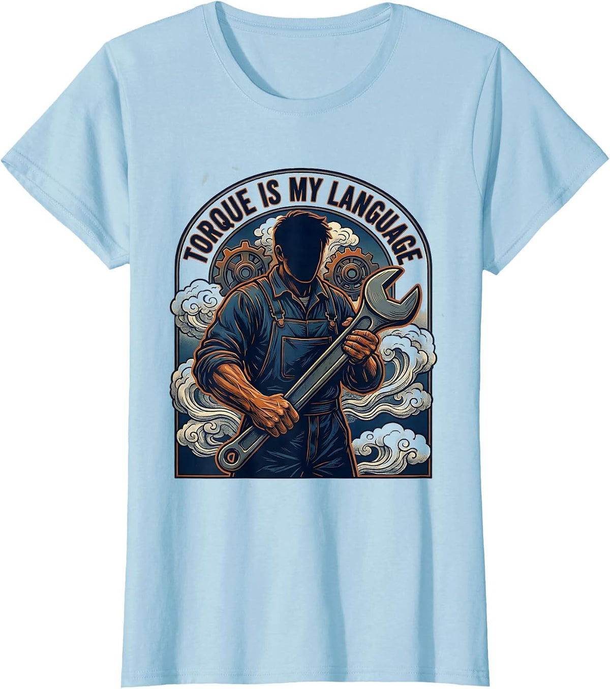 Women's Torque Is My Language Mechanic Design T-Shirt - Baby Blue