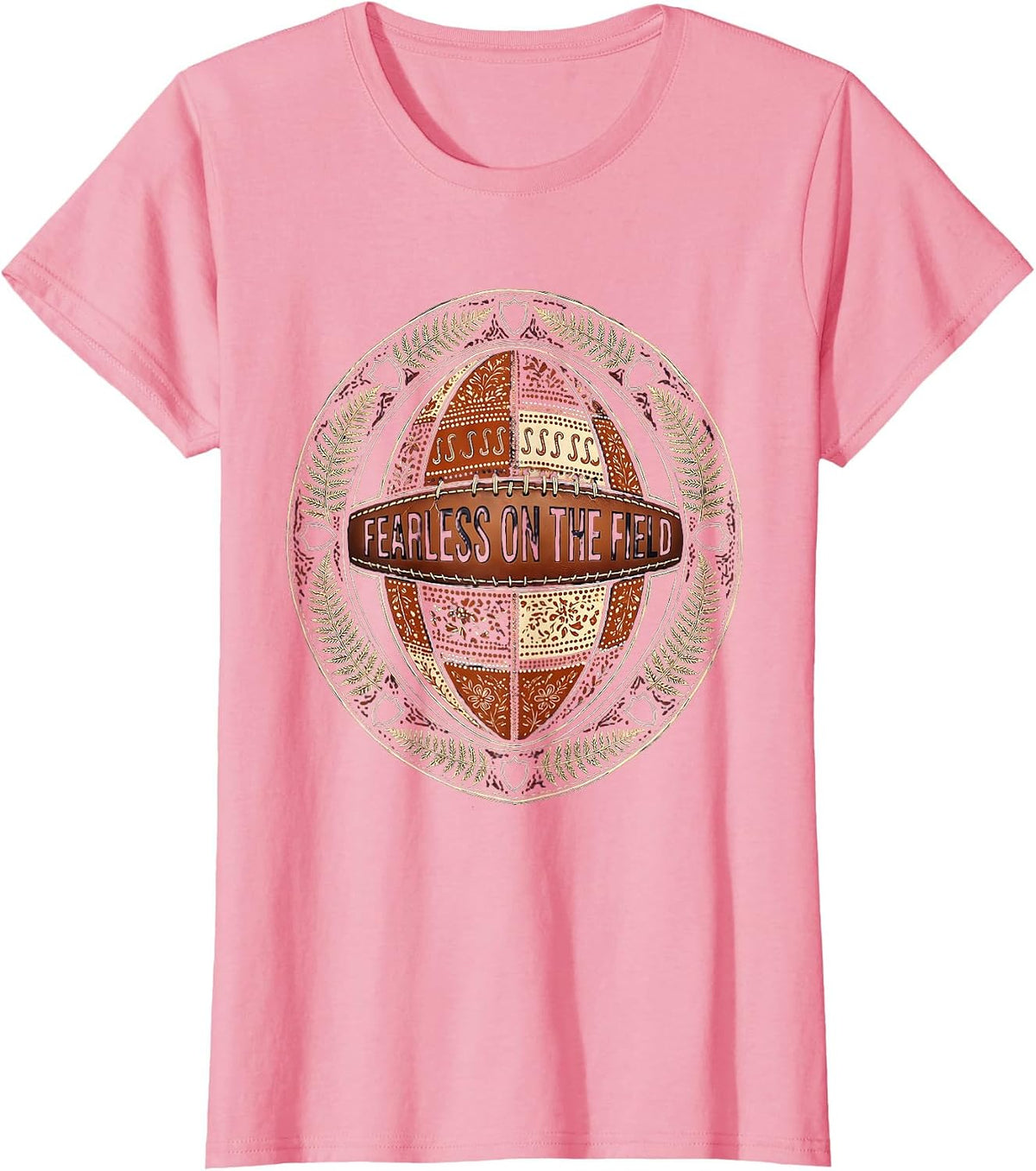 Women's Fearless on the Field Rugby Graphic Design T-Shirt - Pink