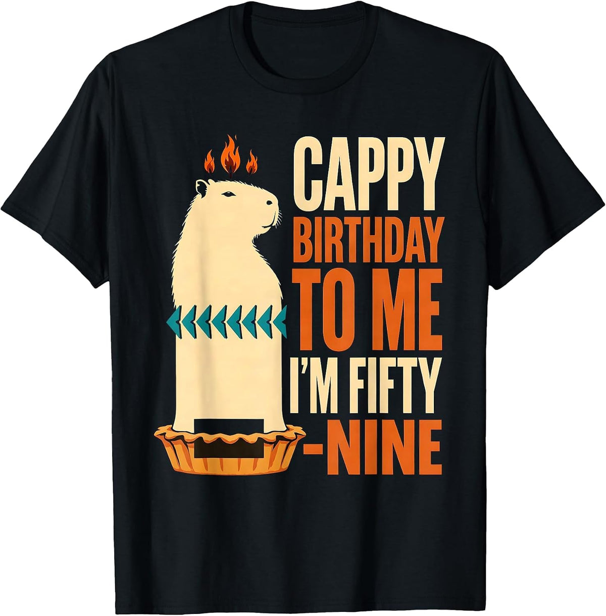 Men's Cappy Birthday To Me I'm Fifty-Nine Cute Kawaii Capybara T-Shirt - Black
